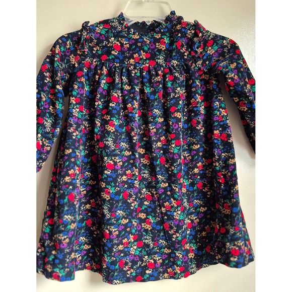 Baby Gap Other - Baby Gap Girls Navy Floral Corduroy Ruffle Long Sleeve Dress 5T Toddler